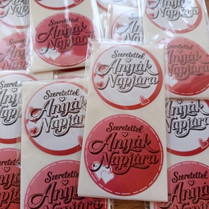 Szeretettel Anyák Napjára kerek matrica (5 cm) � 10 db. - kellékek & szerszámok - dekorációs kellékek - matricaív - Meska.hu