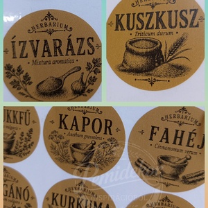 54 db Vintage Herbárium stílusú kraft fűszercimke  - Meska.hu