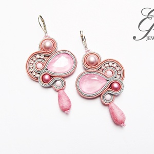 SF255 Rózsaszín ezüsttel sujtás fülbevaló - Meska.hu