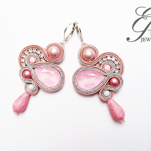 SF255 Rózsaszín ezüsttel sujtás fülbevaló - ékszer - fülbevaló - lógó fülbevaló - Meska.hu