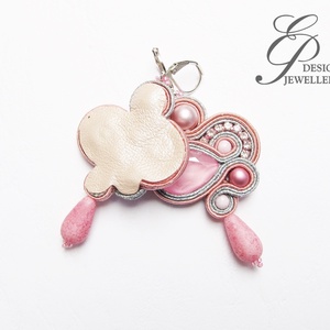 SF255 Rózsaszín ezüsttel sujtás fülbevaló - ékszer - fülbevaló - lógó fülbevaló - Meska.hu