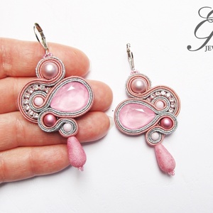 SF255 Rózsaszín ezüsttel sujtás fülbevaló - ékszer - fülbevaló - lógó fülbevaló - Meska.hu