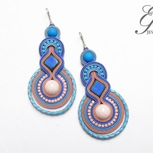 SF256 Rózsaszín ezüsttel sujtás fülbevaló - ékszer - fülbevaló - lógó fülbevaló - Meska.hu