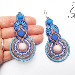 SF256 Rózsaszín ezüsttel sujtás fülbevaló - ékszer - fülbevaló - lógó fülbevaló - Meska.hu