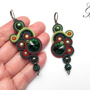 SF257 Zöldes sujtás fülbevaló - ékszer - fülbevaló - lógó fülbevaló - Meska.hu