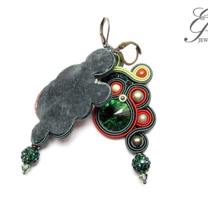 SF257 Zöldes sujtás fülbevaló - ékszer - fülbevaló - lógó fülbevaló - Meska.hu