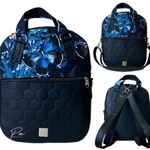 Nagy kék pillangós 4 az 1-ben RITA női táska/hátizsák, Táska & Tok, Variálható táska, Varrás, MESKA