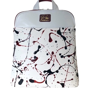 KÉSZLETEN! Egyedi bőr hátizsák - Inspired by Pollock, Táska & Tok, Hátizsák, Hátizsák, Varrás, Bőrművesség, MESKA