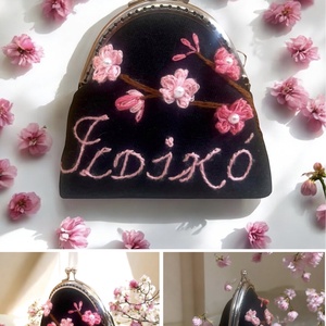 Virágos, gyöngyös, kézzel hímzett csatos pénztárca - táska & tok - pénztárca & más tok - aprópénztartó - Meska.hu