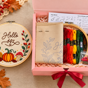 �Helló ősz � hímzőkészlet, DIY alkotócsomag, 20 cm-es őszi hímzés - diy (csináld magad) - szabásminta, útmutató - hímzés minta - Meska.hu