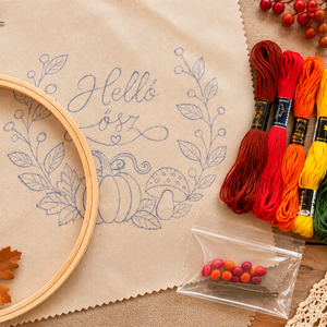�Helló ősz � hímzőkészlet, DIY alkotócsomag, 20 cm-es őszi hímzés - diy (csináld magad) - szabásminta, útmutató - hímzés minta - Meska.hu