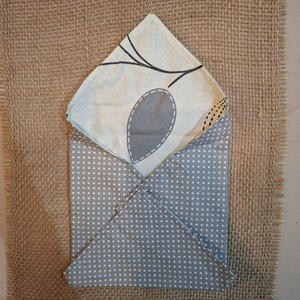 Szürke akapon fehér pöttyös újraszalvéta - táska & tok - uzsonna- & ebéd tartó - szendvics csomagoló - Meska.hu