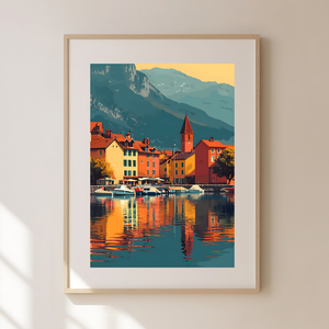 Utazás Annecy-ba: Varázslatos Travel Poster Falikép , Otthon & Életmód, Dekoráció, Kép & Falikép, Poszter, Fotó, grafika, rajz, illusztráció, MESKA