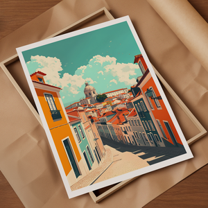 Lisszabon Varázsa Otthon: Egyedi Travel Poster falikép - művészet - grafika & illusztráció - művészi nyomat - Meska.hu
