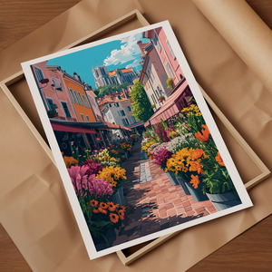 Virágok Tündöklése: Francia Virágpiac Ihletésű Travel Poster Falikép - művészet - grafika & illusztráció - művészi nyomat - Meska.hu