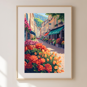 Virágok Tündöklése: Francia Virágpiac Ihletésű Travel Poster Falikép, Otthon & Lakás, Dekoráció, Kép & Falikép, Művészi nyomat, Fotó, grafika, rajz, illusztráció, MESKA