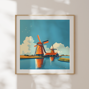 Ébredjen Hollandia Varázslatos Hangulatában: Travel Poster Falikép, Otthon & Életmód, Dekoráció, Kép & Falikép, Poszter, Fotó, grafika, rajz, illusztráció, MESKA
