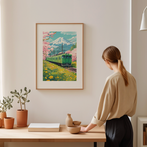 Japán Inspirálta Falikép  Fuji-hegy és Cseresznyevirágok, Otthon & Életmód, Dekoráció, Kép & Falikép, Poszter, Fotó, grafika, rajz, illusztráció, MESKA
