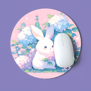 Egérpad Nyuszi a Hortenzia Bokornál Mintával - Bűbájos és Funkcionális Kiegészítő, Otthon & Életmód, Tárolás & Rendszerezés, Íróasztali tároló, Decoupage, transzfer és szalvétatechnika, MESKA