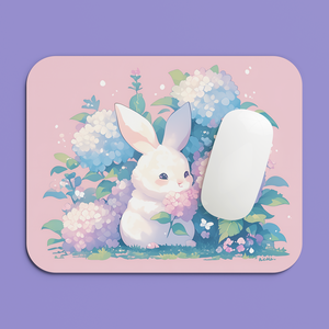 Egérpad Nyuszi a Hortenzia Bokornál Mintával - Bűbájos és Funkcionális Kiegészítő, Otthon & Életmód, Tárolás & Rendszerezés, Íróasztali tároló, Decoupage, transzfer és szalvétatechnika, MESKA