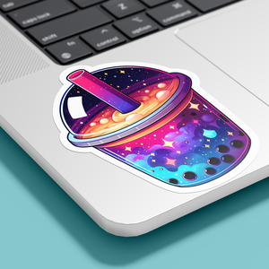 Galaxis bubble tea matrica - Kozmikus és ínycsiklandó dekoráció minden felületre, Otthon & Életmód, Papír írószer, Matrica, matrica csomag, Fotó, grafika, rajz, illusztráció, MESKA
