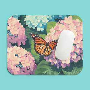 Egérpad Hortenzia és Pillangó Mintával - Természetes Elegancia az Asztalodon, Otthon & Életmód, Tárolás & Rendszerezés, Íróasztali tároló, Decoupage, transzfer és szalvétatechnika, MESKA