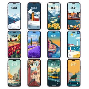 Travel Poster Stílusú Mobiltelefon Háttérképek  24 Darabos Csomag - művészet - grafika & illusztráció - digitális - Meska.hu
