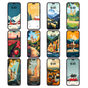 Travel Poster Stílusú Mobiltelefon Háttérképek  24 Darabos Csomag - művészet - grafika & illusztráció - digitális - Meska.hu