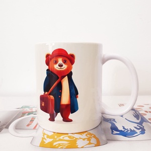 Paddington-hasonmás medvés bögre  Vidám reggelekhez!, Otthon & Életmód, Konyhafelszerelés, tálalás, Tálalás, Bögre & Csésze, Fotó, grafika, rajz, illusztráció, Decoupage, transzfer és szalvétatechnika, MESKA