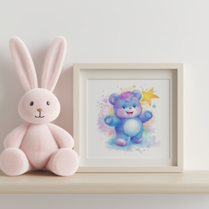 Akvarell Színes Maci Kép  Vidám Dekoráció Gyerekszobába (21x21 cm), Otthon & Életmód, Babaszoba, gyerekszoba, Babaszoba kép, Fotó, grafika, rajz, illusztráció, MESKA