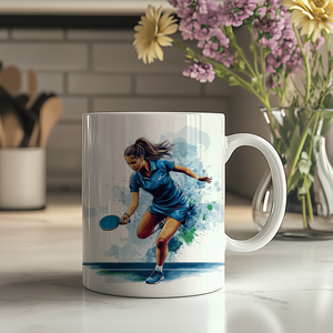 Asztaliteniszező lány bögre  Egyedi sportos ajándék asztalitenisz rajongóknak, Otthon & Életmód, Konyhafelszerelés, tálalás, Tálalás, Bögre & Csésze, Fotó, grafika, rajz, illusztráció, Decoupage, transzfer és szalvétatechnika, MESKA