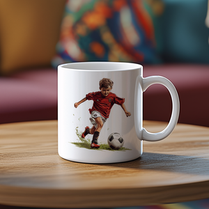Focizó fiú bögre  Egyedi sportos ajándék Futball rajongóknak, Otthon & Életmód, Konyhafelszerelés, tálalás, Tálalás, Bögre & Csésze, Fotó, grafika, rajz, illusztráció, Decoupage, transzfer és szalvétatechnika, MESKA