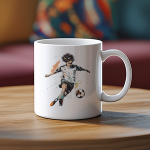 Focizó fiú bögre  Egyedi sportos ajándék Futball rajongóknak, Otthon & Életmód, Konyhafelszerelés, tálalás, Tálalás, Bögre & Csésze, Fotó, grafika, rajz, illusztráció, Decoupage, transzfer és szalvétatechnika, MESKA