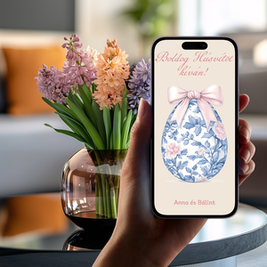 Személyre szabható Digitális Húsvéti Képeslap  Aranyos Tojásos Illusztrációval - otthon & életmód - papír, írószer - ajándékozás kellékei - képeslap, üdvözlőlap - Meska.hu