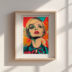 Twiggy Inspirálta Pop-Art Falikép  Exkluzív Művészeti Élmény Digitális és Nyomtatott Választékban, Művészet, Grafika & Illusztráció, Művészi nyomat, Fotó, grafika, rajz, illusztráció, MESKA