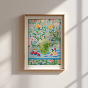 Matcha Bubble Tea  Illusztrált falikép (digitális és nyomtatott változatban) - Meska.hu