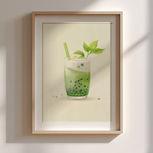 Matcha Bubble Tea  Minimalista falikép (digitális és nyomtatott változatban) - Meska.hu