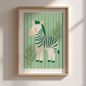 Zebra pasztell zöld háttérrel  gyerekszobai falikép - Meska.hu