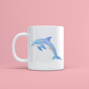 Fehér kerámia bögre  Vidám delfin mintával - Meska.hu