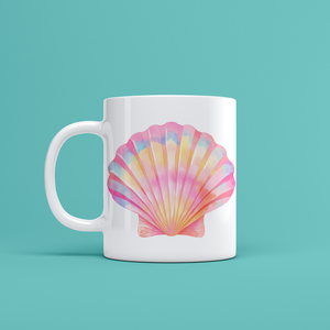 Tengerparti hangulat fehér kerámia bögrében  Kagylós design, Otthon & Életmód, Konyhafelszerelés, tálalás, Tálalás, Bögre & Csésze, Fotó, grafika, rajz, illusztráció, Decoupage, transzfer és szalvétatechnika, MESKA