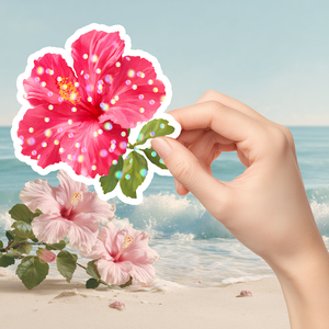 Hibiszkusz virág  vízálló matrica, a trópusok színeivel - Meska.hu