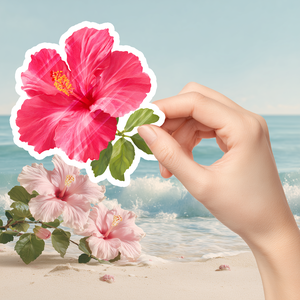 Hibiszkusz virág  vízálló matrica, a trópusok színeivel - otthon & életmód - papír, írószer - matrica, matrica csomag - Meska.hu