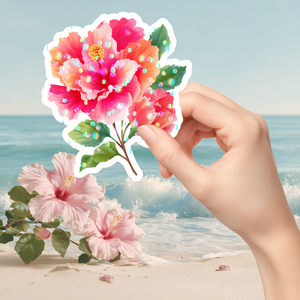 Hibiszkusz virág  vízálló matrica, a trópusok színeivel - Meska.hu