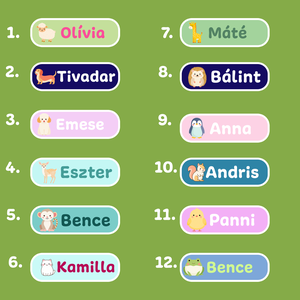 Egyedi névvel ellátott iskolai címke csomag  vízálló, mosogatógépálló, állatos matricák - otthon & életmód - papír, írószer - matrica, matrica csomag - Meska.hu
