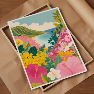 Hawaii hangulat  Trópusi falikép - művészet - grafika & illusztráció - művészi nyomat - Meska.hu
