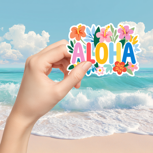 Aloha felirat matrica  trópusi nyári hangulat, Otthon & Életmód, Papír, írószer, Matrica, matrica csomag, Fotó, grafika, rajz, illusztráció, MESKA