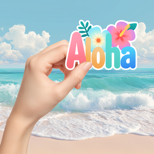 Aloha felirat matrica  trópusi nyári hangulat, Otthon & Életmód, Papír, írószer, Matrica, matrica csomag, Fotó, grafika, rajz, illusztráció, MESKA