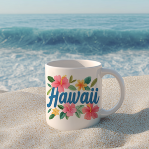 Hawaii feliratú bögre  trópusi hangulat a reggelekhez - Meska.hu