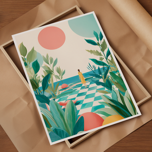 Absztarkt női alak sárga ruhában - művészet - grafika & illusztráció - művészi nyomat - Meska.hu