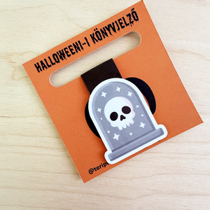 Halloween-i mágneses könyvjelző  kopony mintás sírkővel - könyv & zene - könyvjelző - Meska.hu